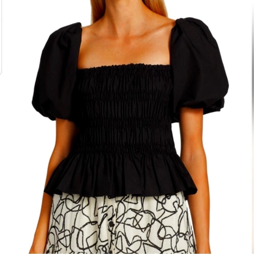 ASTR the Label Savina Puff Sleeve Smocked Blouse Large